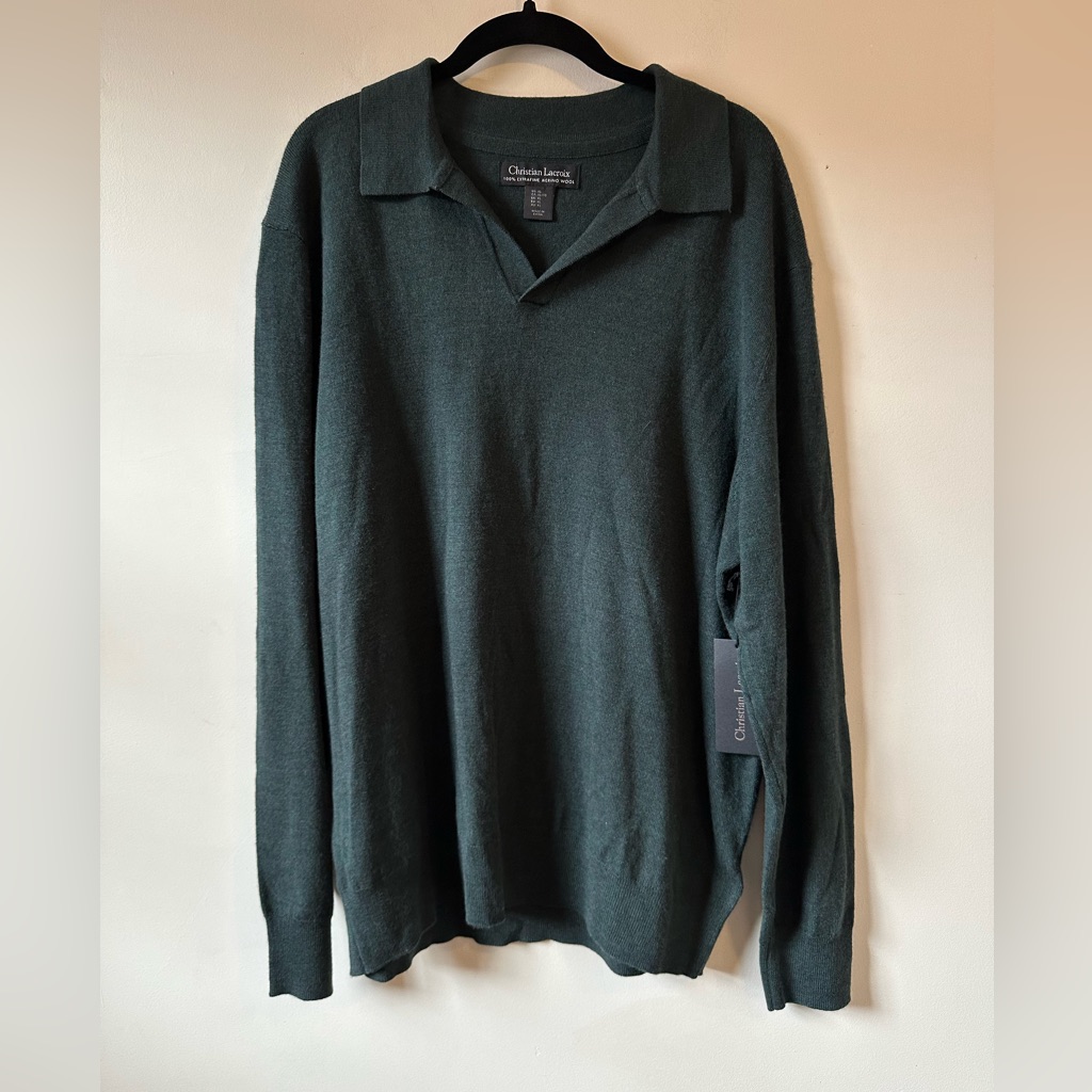 Nwt Christian Lacroix Extrafine Merino Wool Sweater Hunter Green Xl